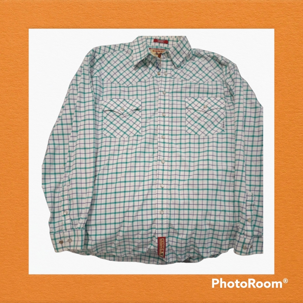 Men's CINCH 100%Cotton Pearl Snap Button Down Sz. M